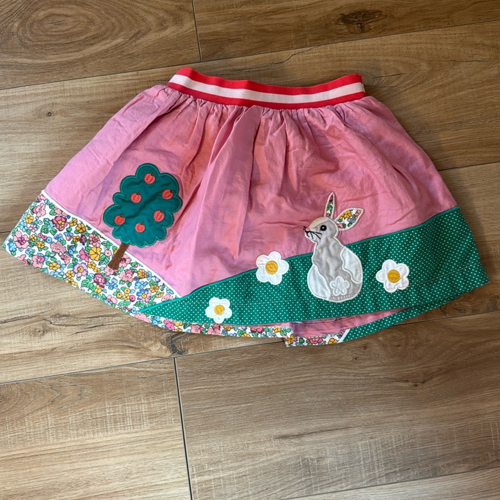 Mini Boden toddler girls appliqué bunny and tree skirt 3-4y